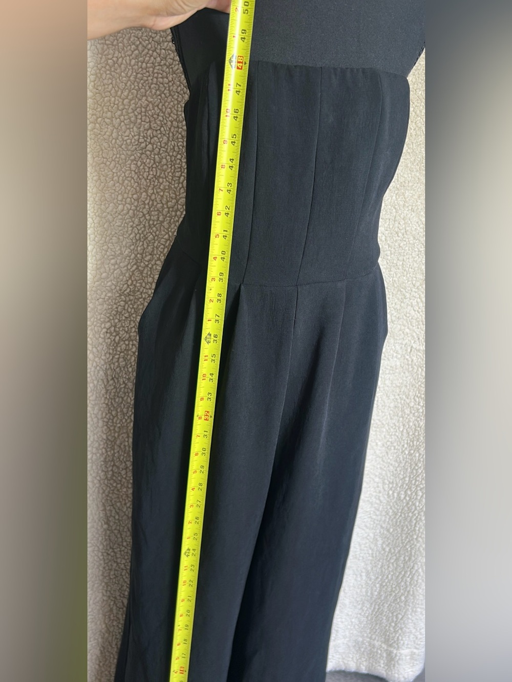 A New Day Women’s M Strapless Wide-Leg Jumpsuit Black Smocked Back Pockets - Picture 10 of 12